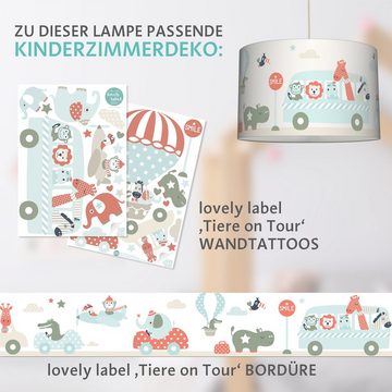 lovely label Pendelleuchte Tiere on Tour beige/mint/rot - Hängelampe Kinderzimmer Baby, Plug & Shine, LED wechselbar