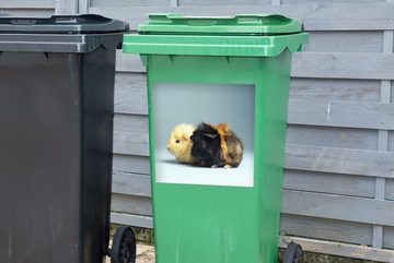 MuchoWow Wandsticker Zwei kleine Meerschweinchen (1 St), Mülleimer-aufkleber, Mülltonne, Sticker, Container, Abfalbehälter