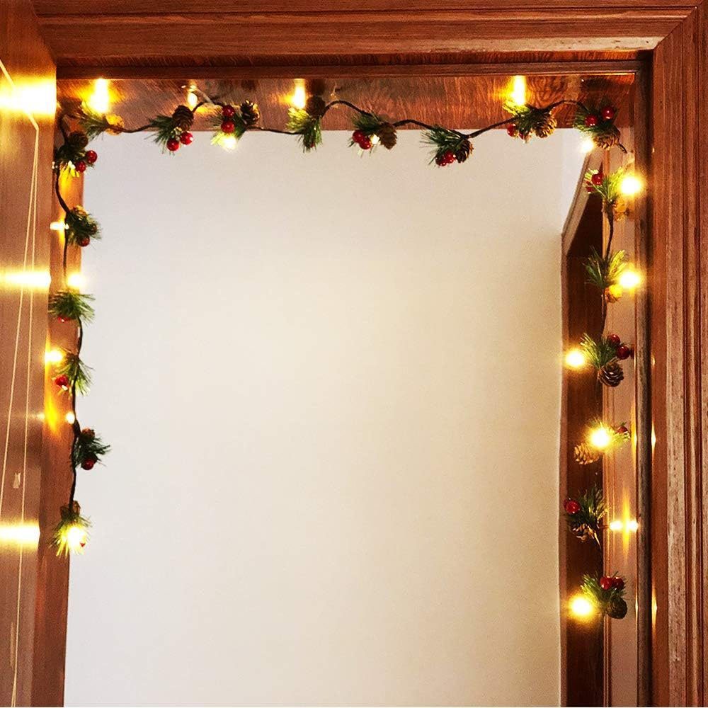 Innen Kiefernzapfen-Rebe LED-Lichterkette Weihnachtsbaum, Lichtervorhang, Sunicol Girlande, Blätter, Außen 1.8M Innen für Fensterbeleuchtung Deko, Weihnachtslichter, Hochzeit Party