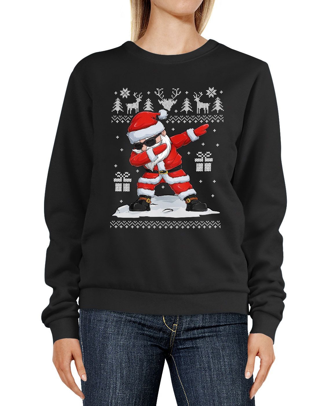 MoonWorks Sweatshirt Sweatshirt Damen Weihnachten Dabbing Santa Weihnachtsmann Dab Motiv