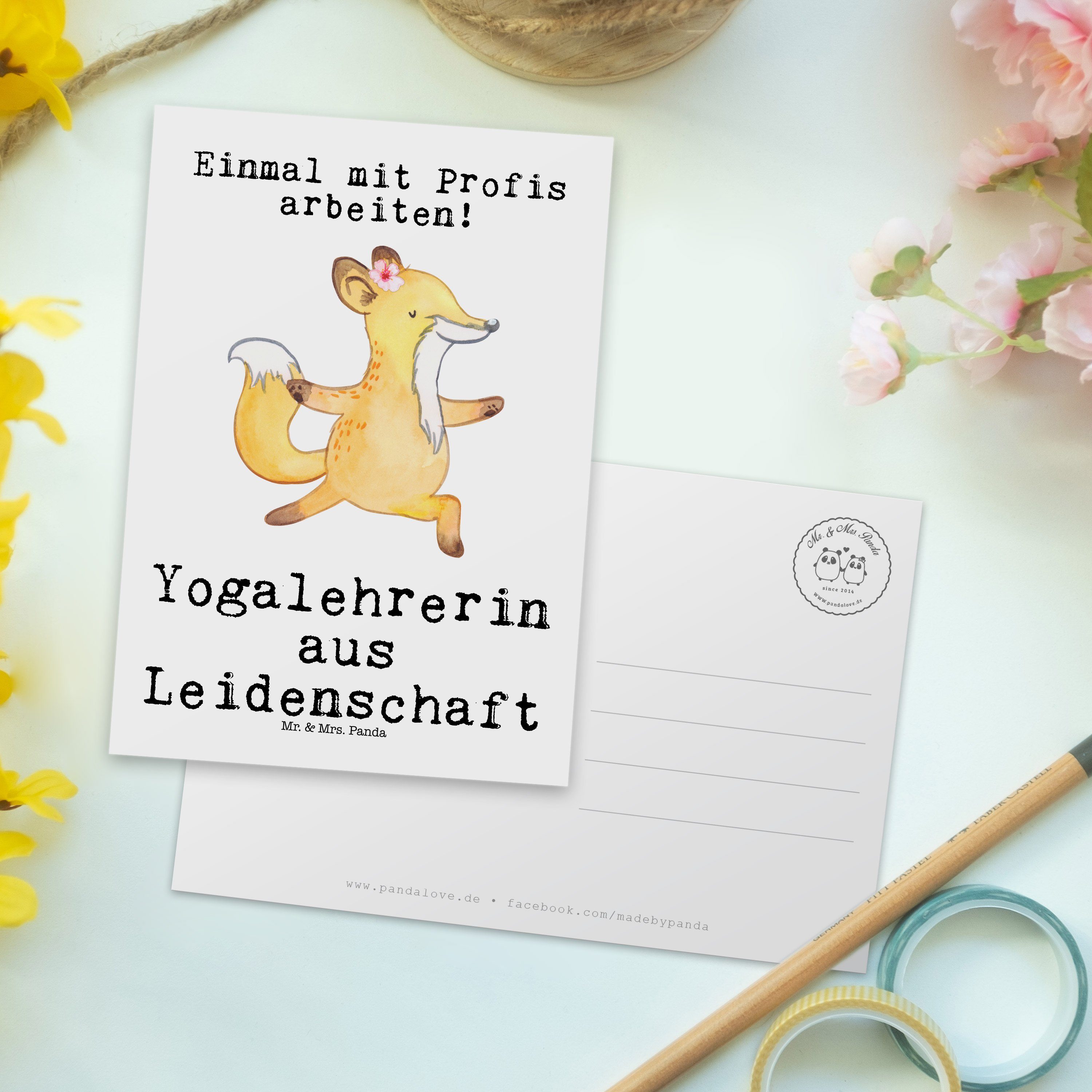 Mr. & Mrs. Geschenkkarte, Mitar Yogalehrerin Leidenschaft Panda Geschenk, Postkarte Weiß - - aus