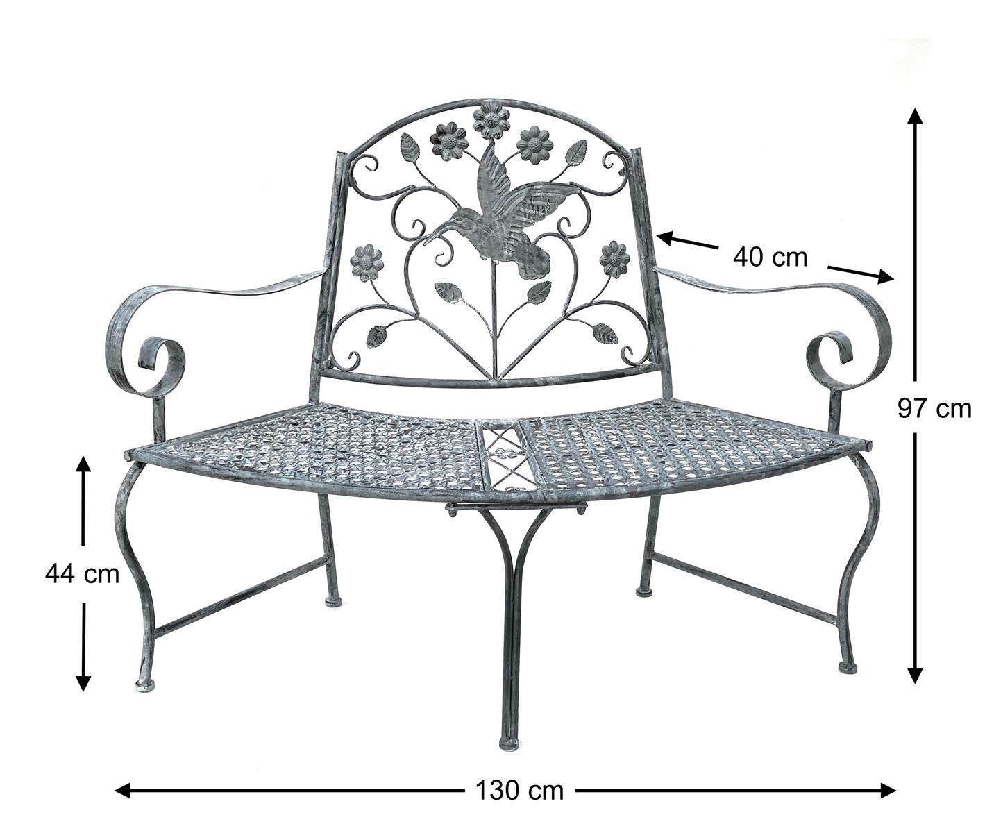 DanDiBo Baumbank Sitzbank Halbrund Metall Wetterfest Grau 130 cm 96013 Garten