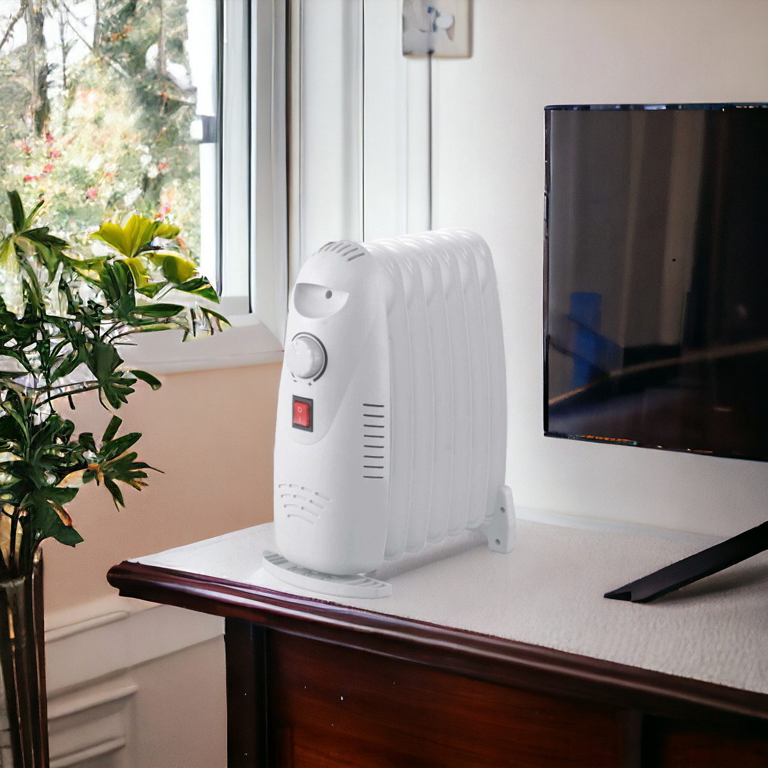 Swiss Outdoor Ölradiator Ölradiator 7 Finnen Ölheizung Mobile Heizung Elektrisch, Griff für einfachen Transport