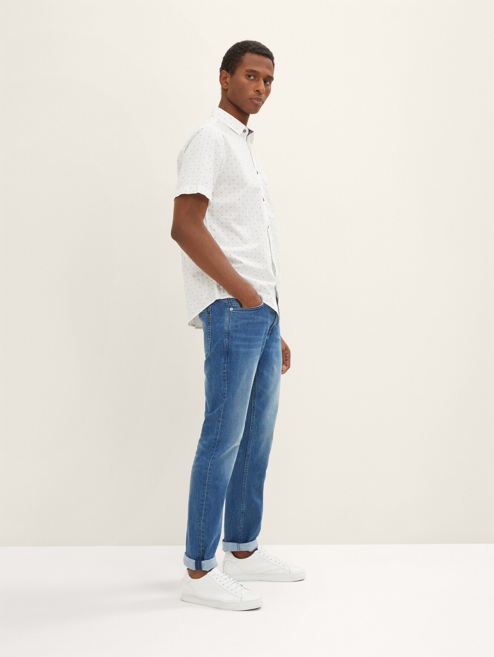 TOM Blue Straight-Jeans TAILOR Jeans Denim Mid Josh Coolmax Stone Used Regular Slim