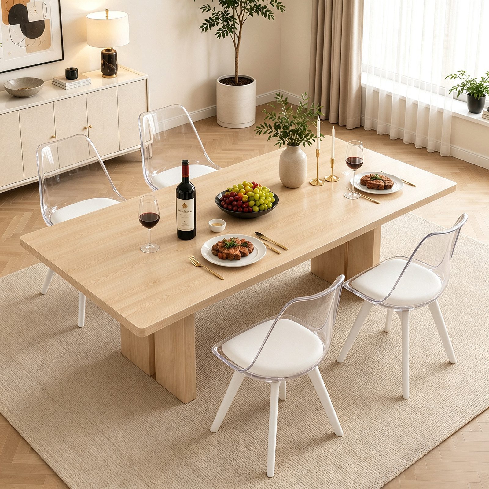 HDHNBA Esszimmerstuhl im Mid-Century-Stil, Wohnzimmerstuhl, Akzentstuhl, Küchenstuhl (2 St), geschwungene Rückenlehne, gepolsterter Sitz für Küche & Wohnzimmer