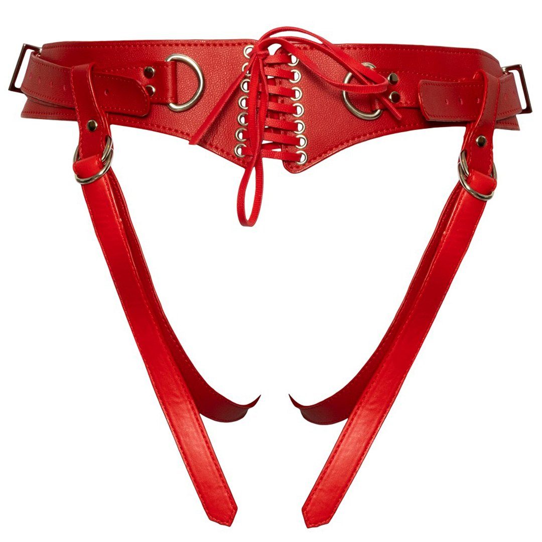 Bad Kitty Strap-on-Dildo Strap-on Metallring Gürtel Kunstleder rot mit - aus