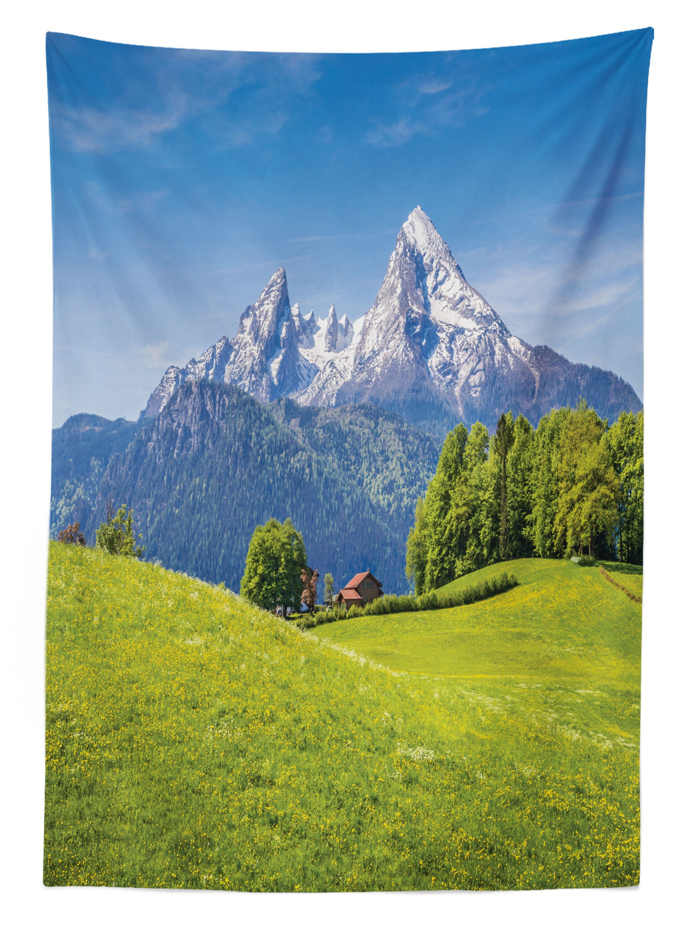 Abakuhaus Außen geeignet Tischdecke Für Berg Farben, Farbfest Waschbar den Wiese Alpen Flora Bereich mit Klare