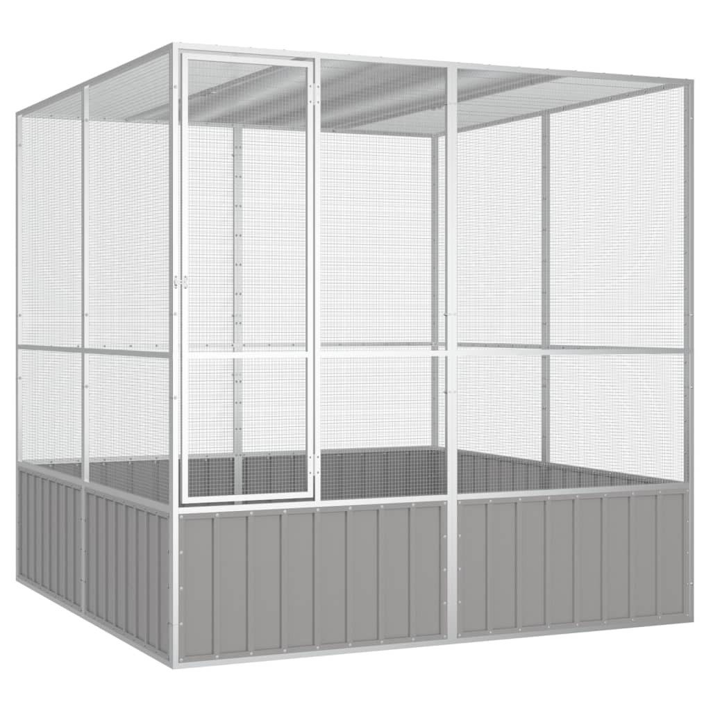 vidaXL Voliere 2135 x 2175 x 2115 cm Vogelkäfig Grau 213,5x217,5x211,5 cm Verzinkter