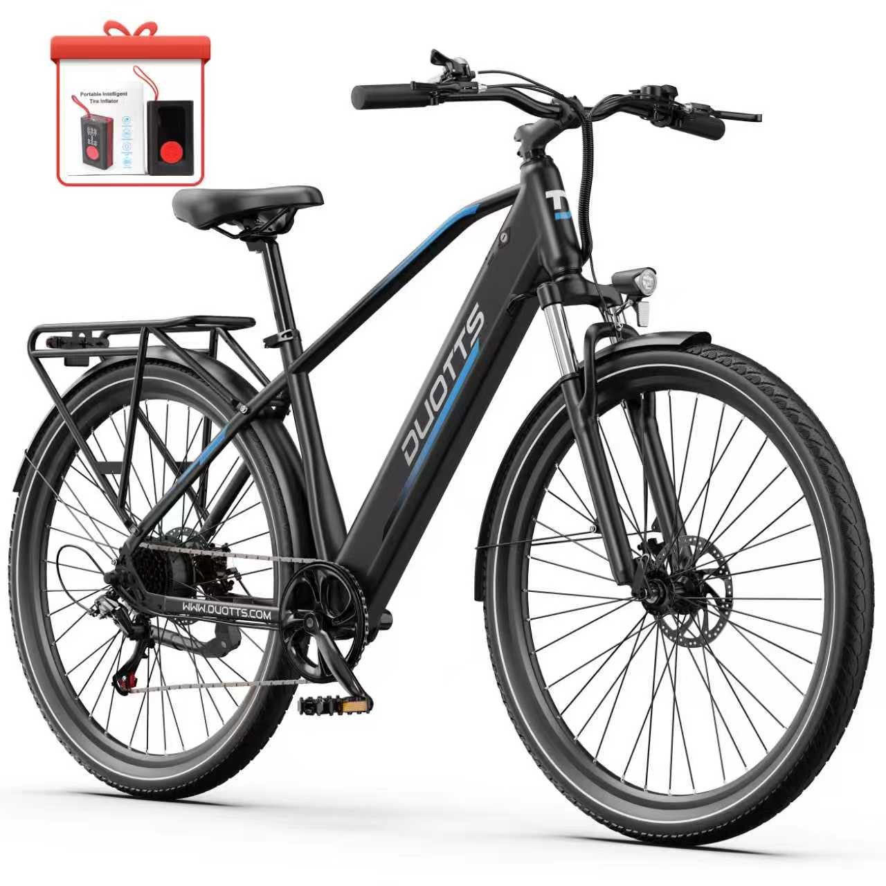 DUOTTS E-Bike Cityrad C29 Lite 468Wh 250W Damen Citybike 90km Shimano 7-Gang Herren, 7 Gang SHIMANO, Kettenschaltung, Mittelmotor, 468 Wh, (mit abnehmbarem Akku, mit Akku-Ladegerät, mit Akku-Schlüssel), Pedelec 7 Gang, 720Wh Akku, Elektrofahrrad mit Gepäckträger