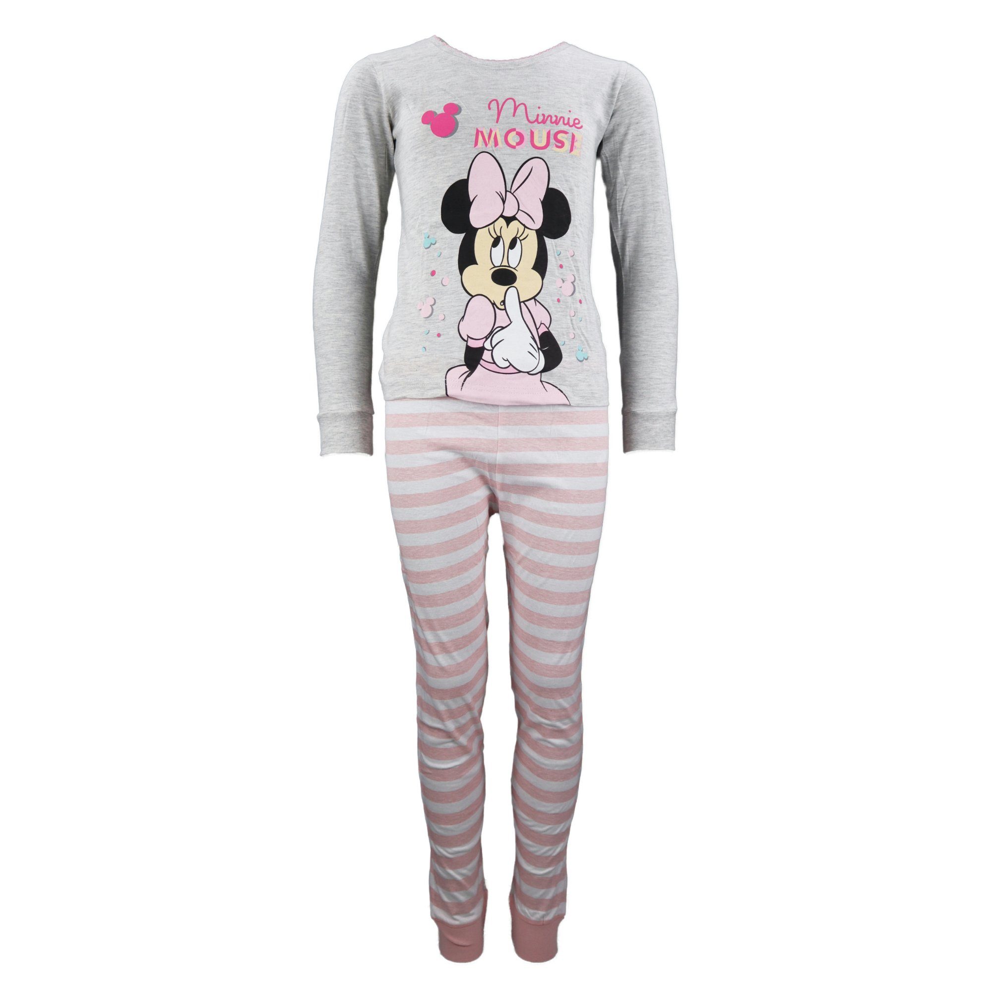 Disney Minnie Mouse Schlafanzug Minnie Maus Mädchen Kinder Pyjama lang Gr. 104 bis 134 Rosa