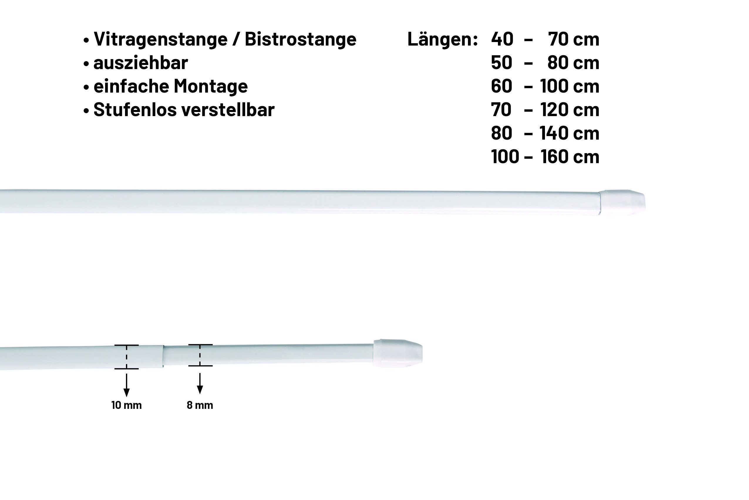 Deco-Raum Vitragenstange mit Klebehaken ausziehbar, ausziehbar, günstig online kaufen