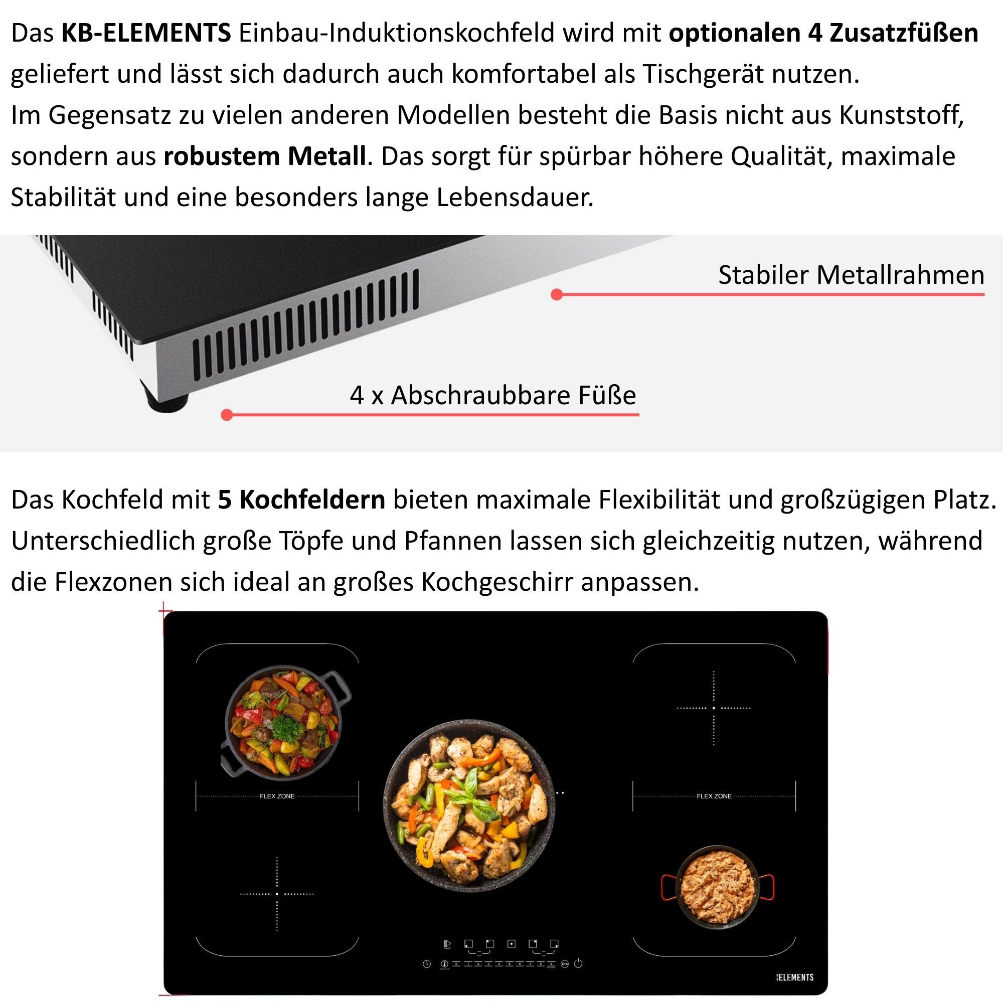 KB Elements Induktions-Kochfeld ELK106PF, Doppelte Flexzone, Autark