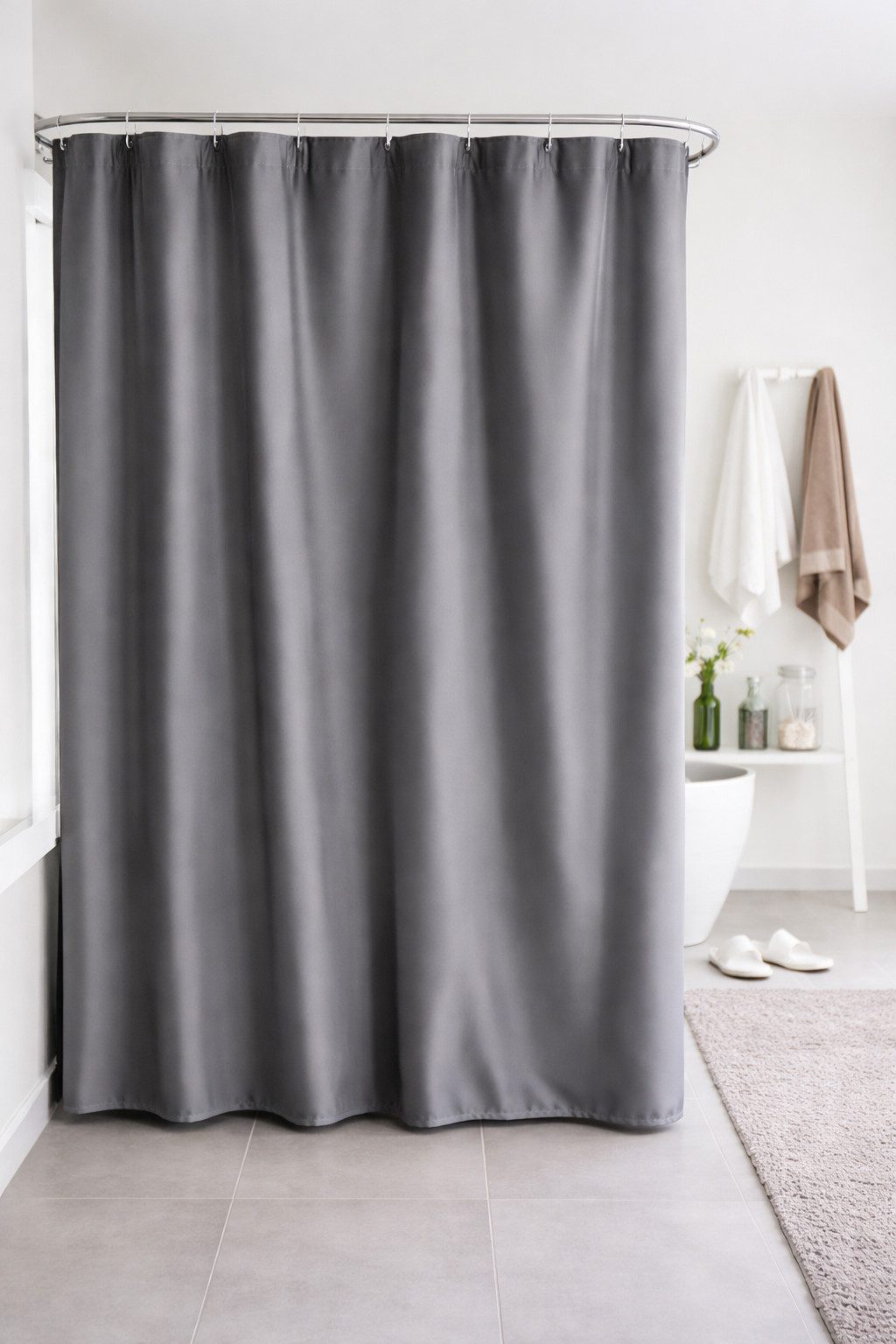 Euroshowers GmbH Duschvorhang hochwertig verarbeitet mit 12 Duschvorhangringen und Metalösen Breite 180 cm