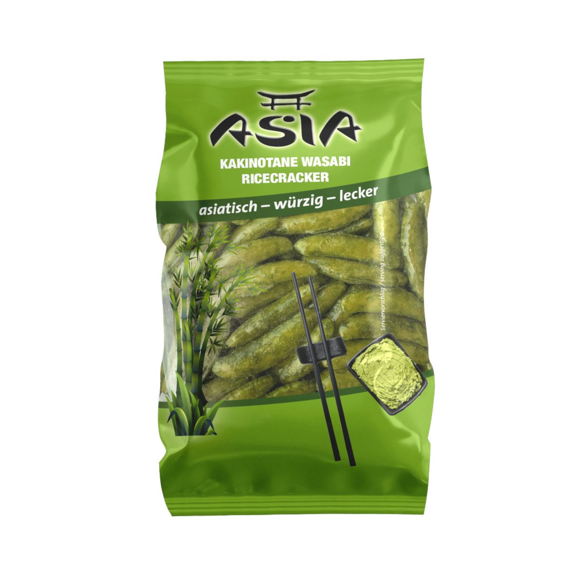 XOX Knabberei, XOX Reiscracker Kakinotane Wasabi asiatischer Snackgenuss 150g