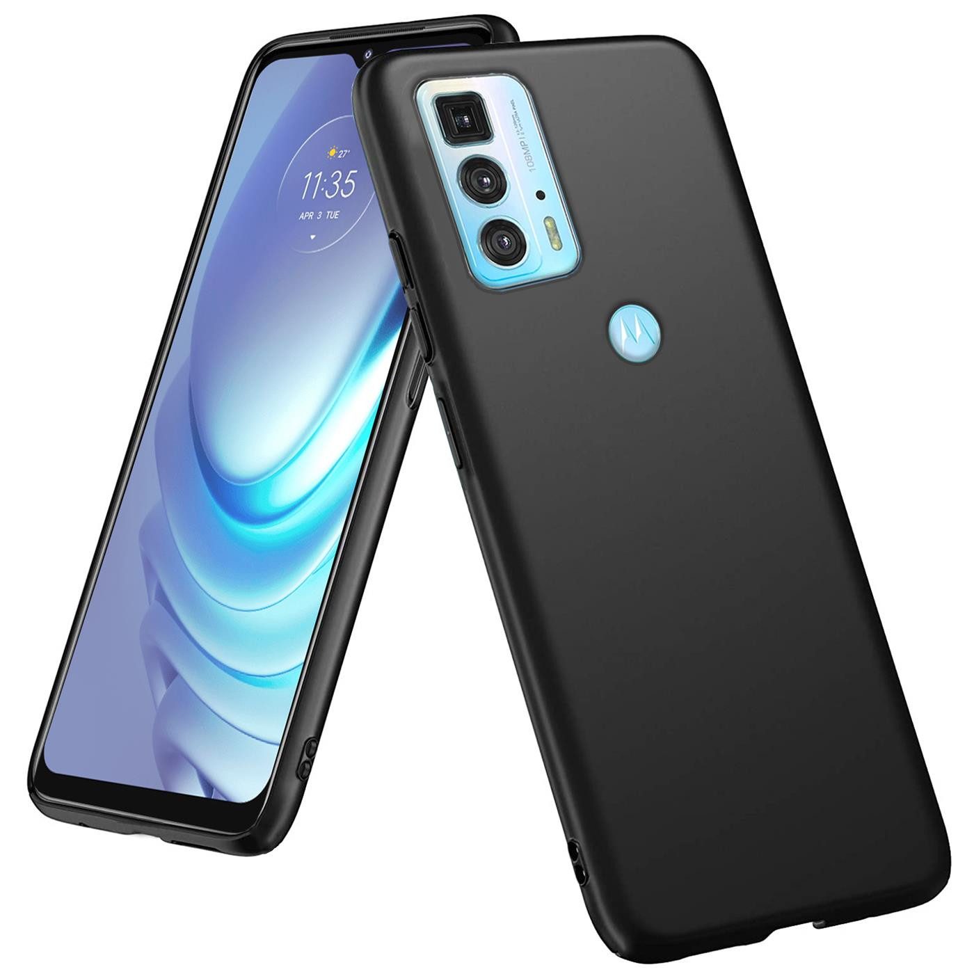 CoolGadget Handyhülle Schwarz als 2in1 Schutz Cover Set für das Motorola Edge 20 Pro 6,7 Zoll, 2x Glas Display Schutz Folie + 1x TPU Case Hülle für Edge 20 Pro