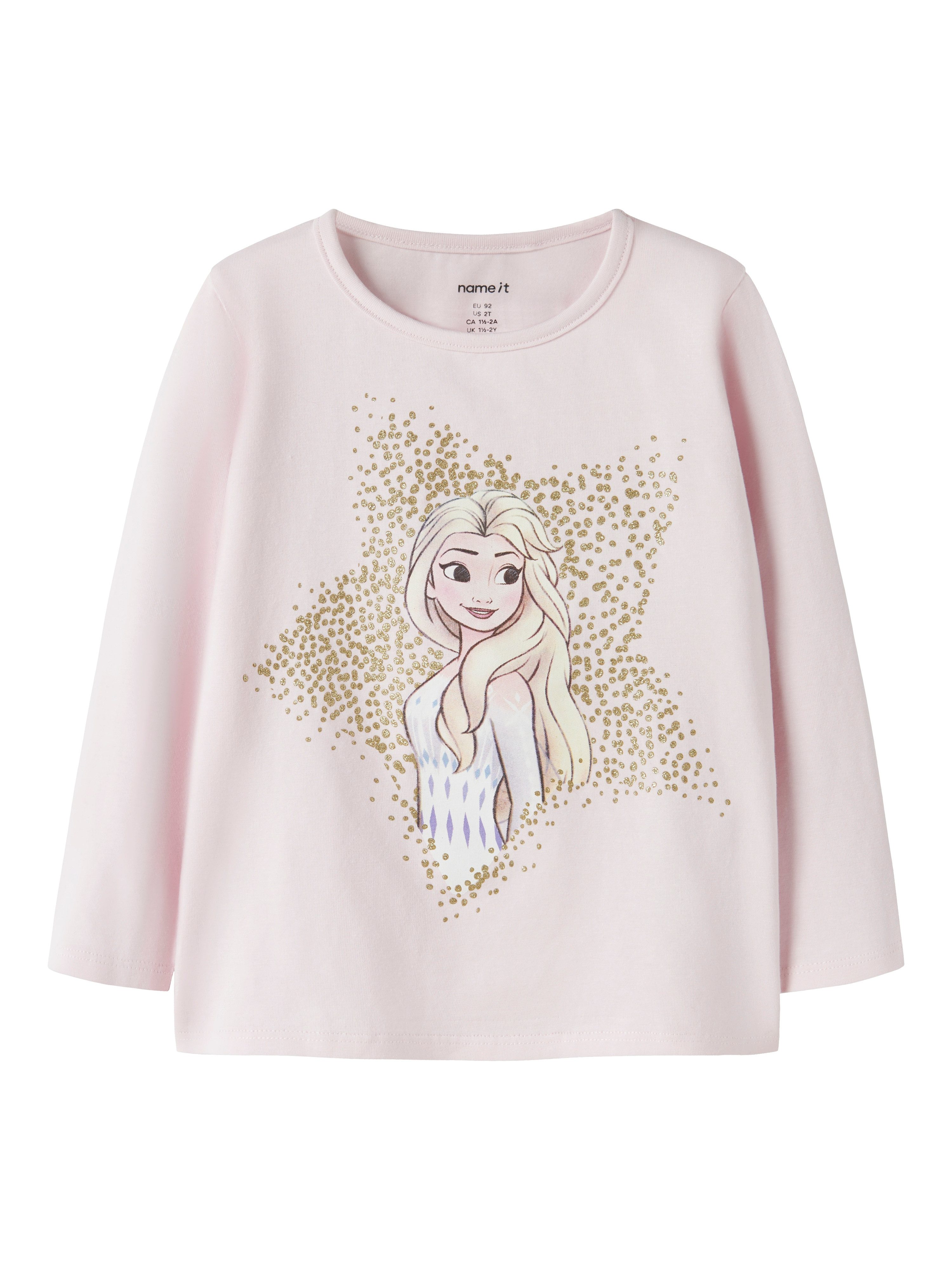 Name It Langarmshirt NMFSOMA FROZEN LS NREG TOP WDI Baumwollmischung, regular fit, die Eiskönigin: mit Elsa Glitzerdruck