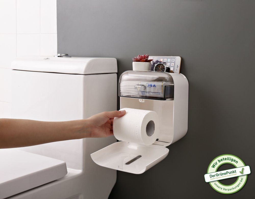 Handyhalter, (1) Transparent Schublade mit & Selbstklebend Toilettenpapierhalter Creliv