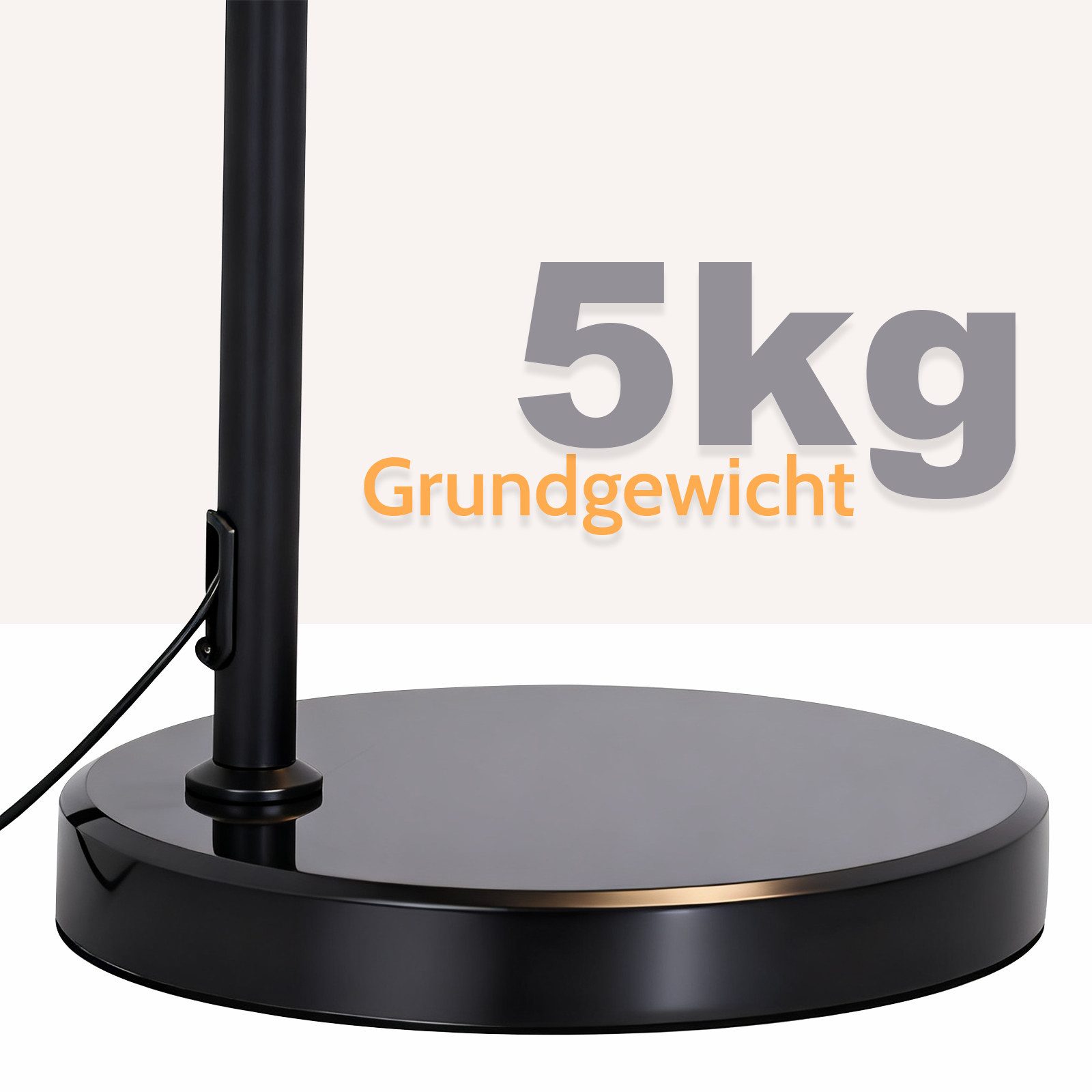 Nettlife Stehlampe standleuchte Bogenlampe schwarz Stoffschirm 181cm E27 Eisenständer, ohne Leuchtmittel, für Wohnzimmer Stoffschirm Ø30 cm 181 cm hoch, E27 – Bild 4 von 5
