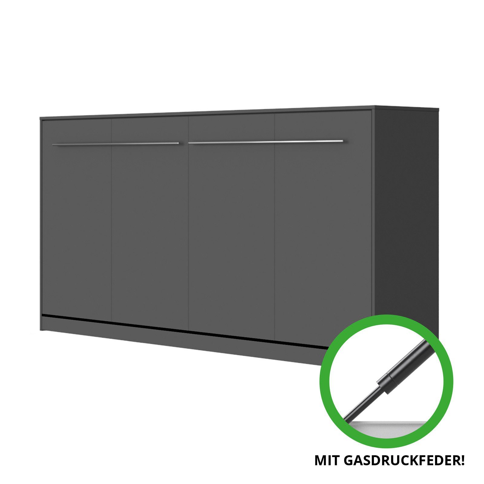 SMARTBett Schrankbett SMARTBett Standard 90x200 Komfort Lattenrost horizontal/quer klappbar, Regale im Korpus, für Matratzen bis 17 cm Höhe