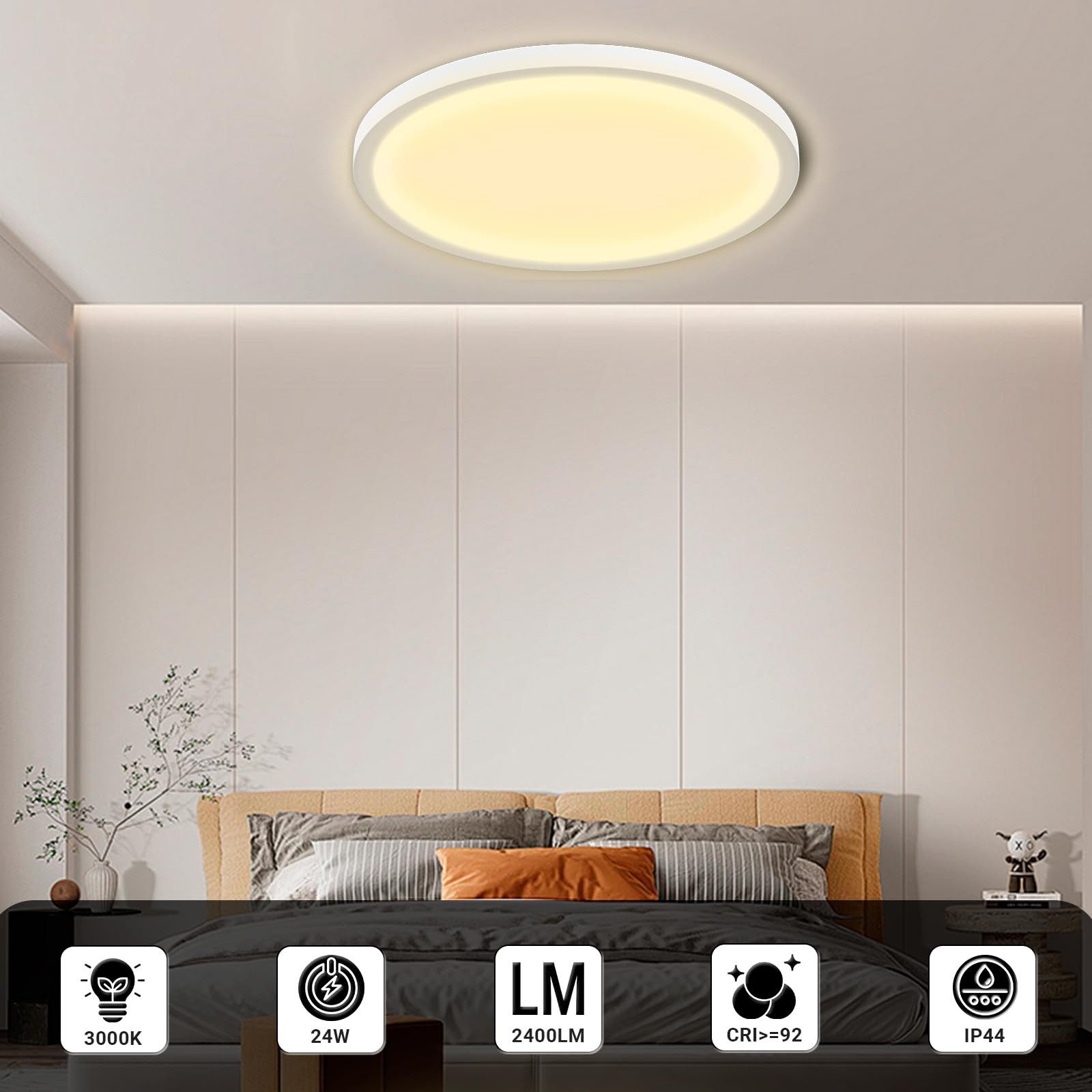 LQWELL LED Deckenleuchte Deckenleuchte, LED Badezimmerlampe Badlampe Flach günstig online kaufen
