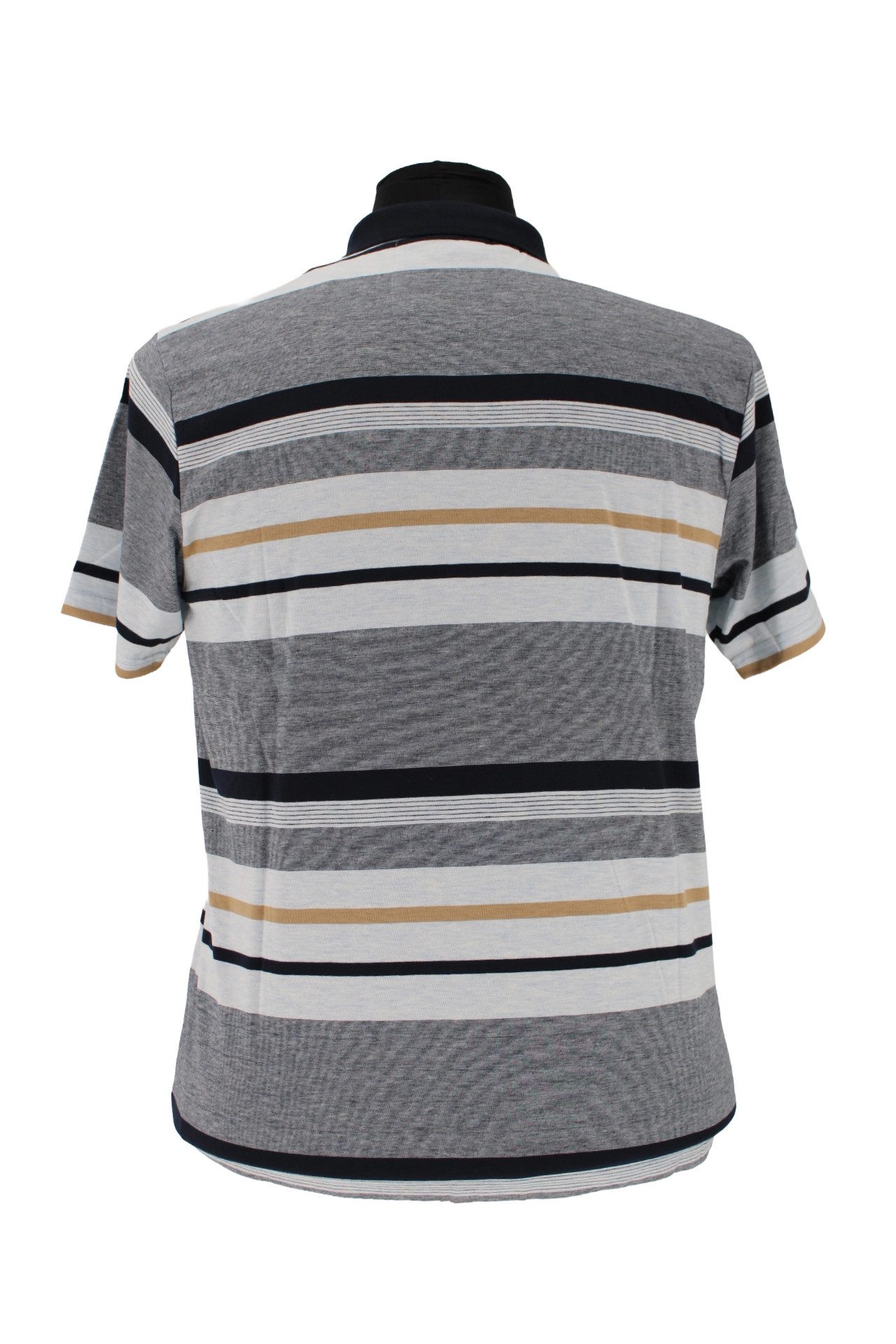Mode Monte Carlo Poloshirt Monte Carlo Herren Polo-Shirt Gestreift Grau/Beige ? Kurzarm Poloshirt