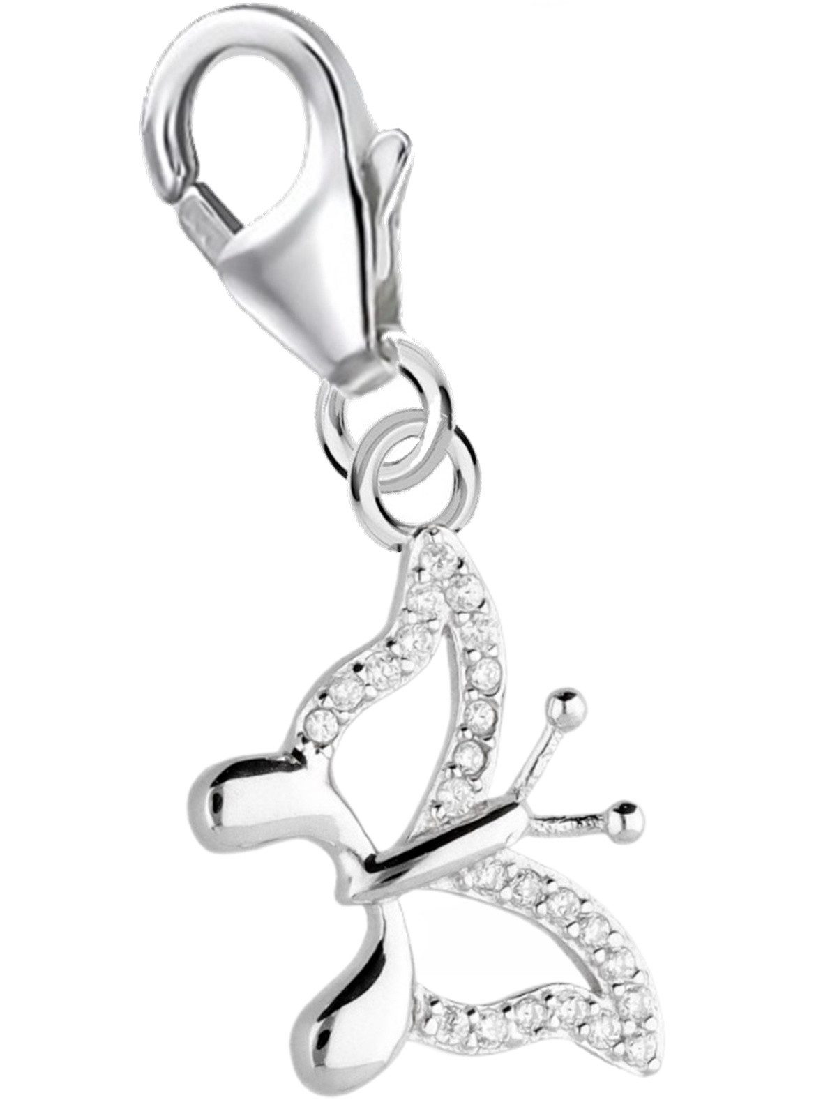 Goldene Hufeisen Charm Schmetterling Charm Anhänger Silber Schmetterling Zirkonia 925 Sterling für Armband, 925 Sterling Silber Silberschmuck für Armband, mit Zirkonia