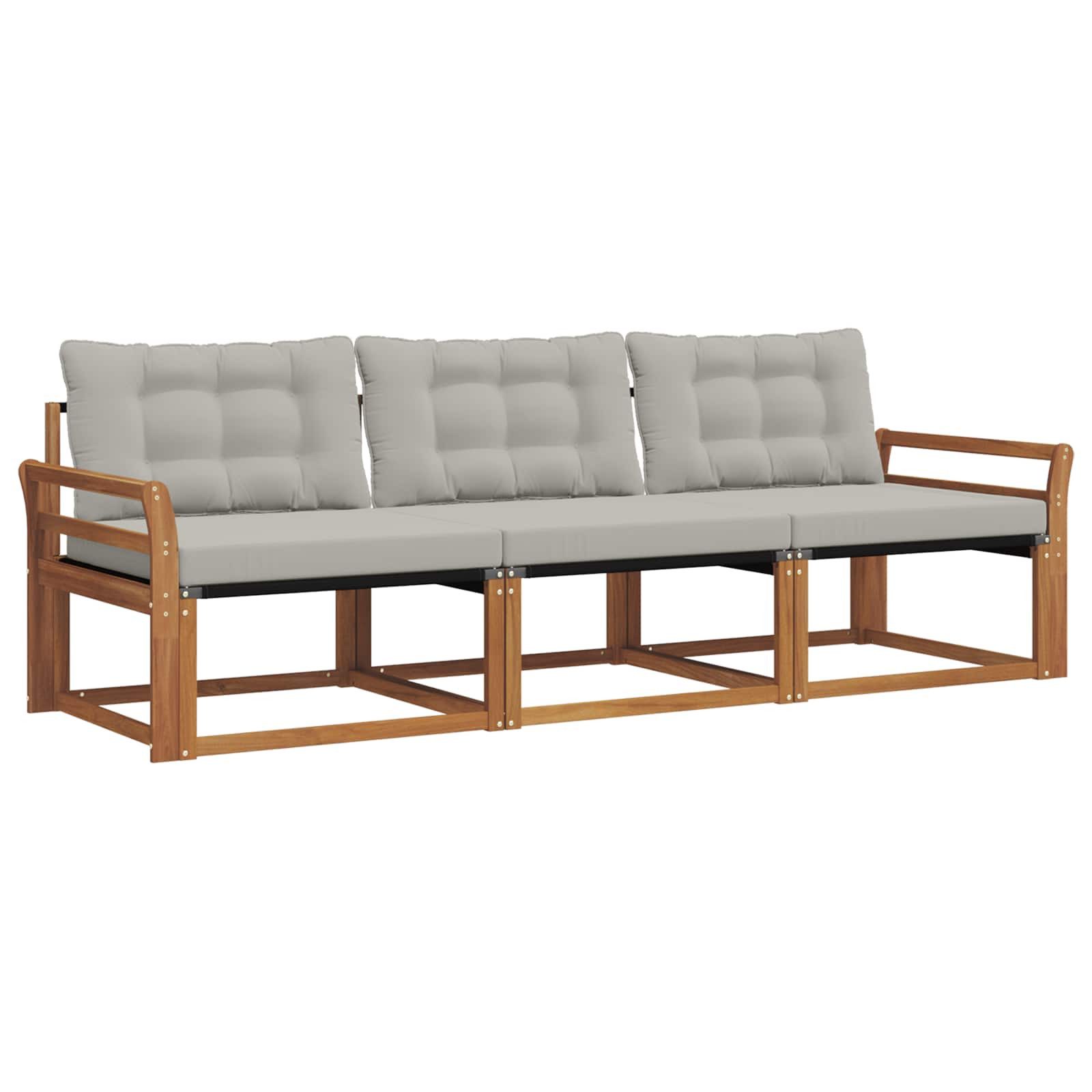vidaXL Gartenlounge-Set Outdoor-Sofagarnitur 3 Stk. Natürlich und Hellgrau, (3-tlg)