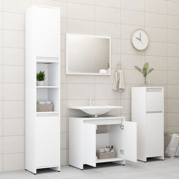 vidaXL Badezimmer-Set 3-tlg Badmöbel-Set Weiß Spanplatte Badezimmer Waschbecken Schränke