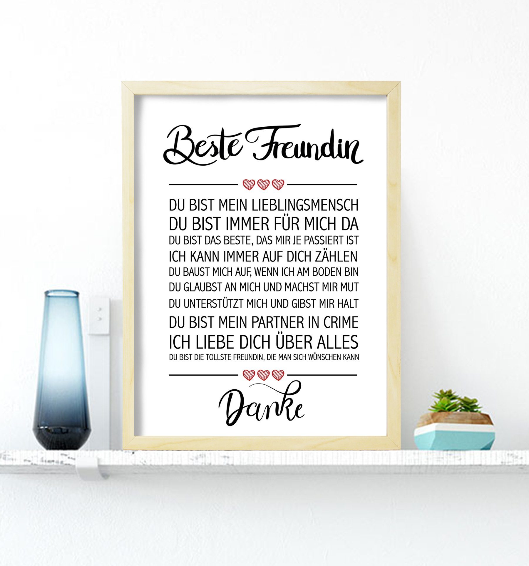 Close Up Poster Beste Freundin gerahmter Kunstdruck kieferfarben