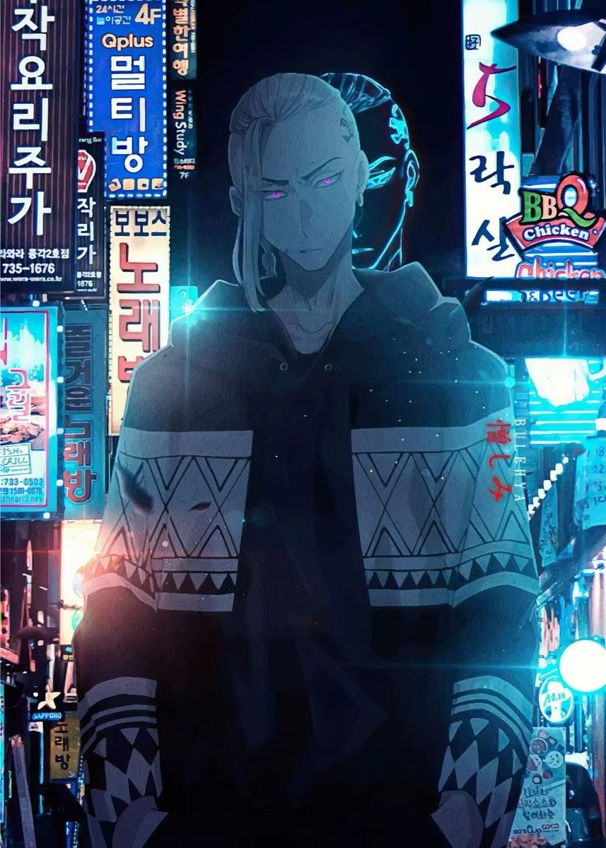 TPFLiving Kunstdruck (OHNE RAHMEN) Poster - Leinwand - Wandbild, Japanische Anime-Figur Tokyo Revengers Mikey Hanma Leinwand (Leinwandbild XXL), Farben: Lila, Schwarz, Grau, Gelb, Rot, Orange -Größe: 20x30cm