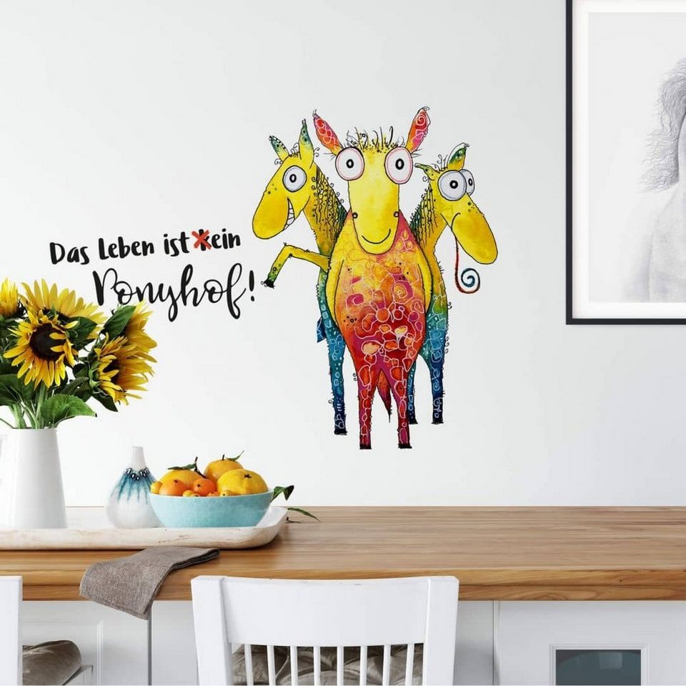 K&L Wall Art Wandtattoo Wandtattoo Hagenmeyer lustiger Spruch Das Leben ist  (k)ein Ponyhof, Wandbild selbstklebend, entfernbar