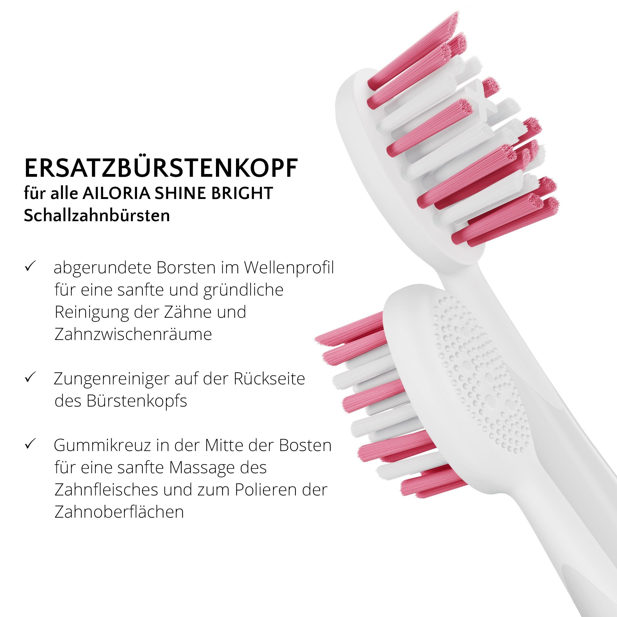 AILORIA Aufsteckbürsten SHINE BRIGHT Extra Clean Ersatzbürstenköpfe 6er, Ersatzbürstenköpfe Extra Clean Set für SHINE BRIGHT