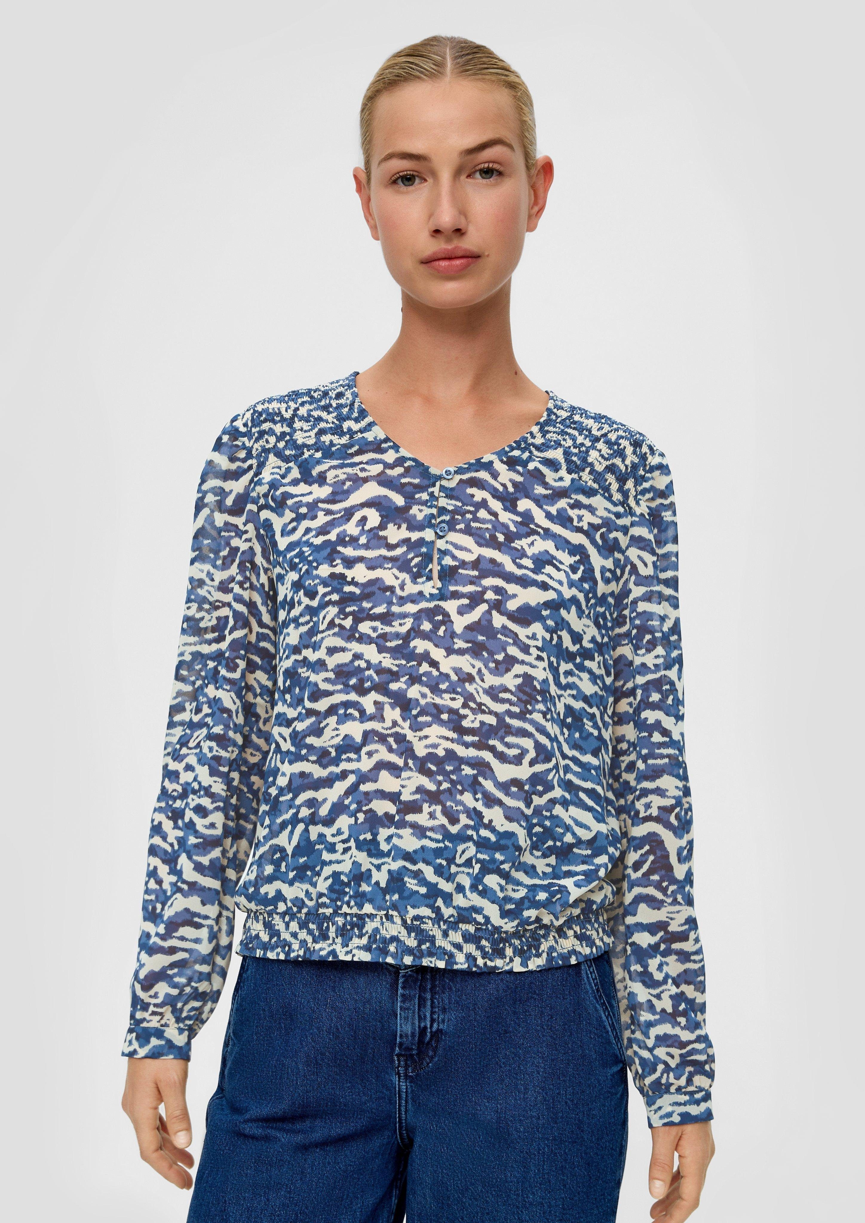 Langarmbluse Chiffonbluse mit Allover-Print
