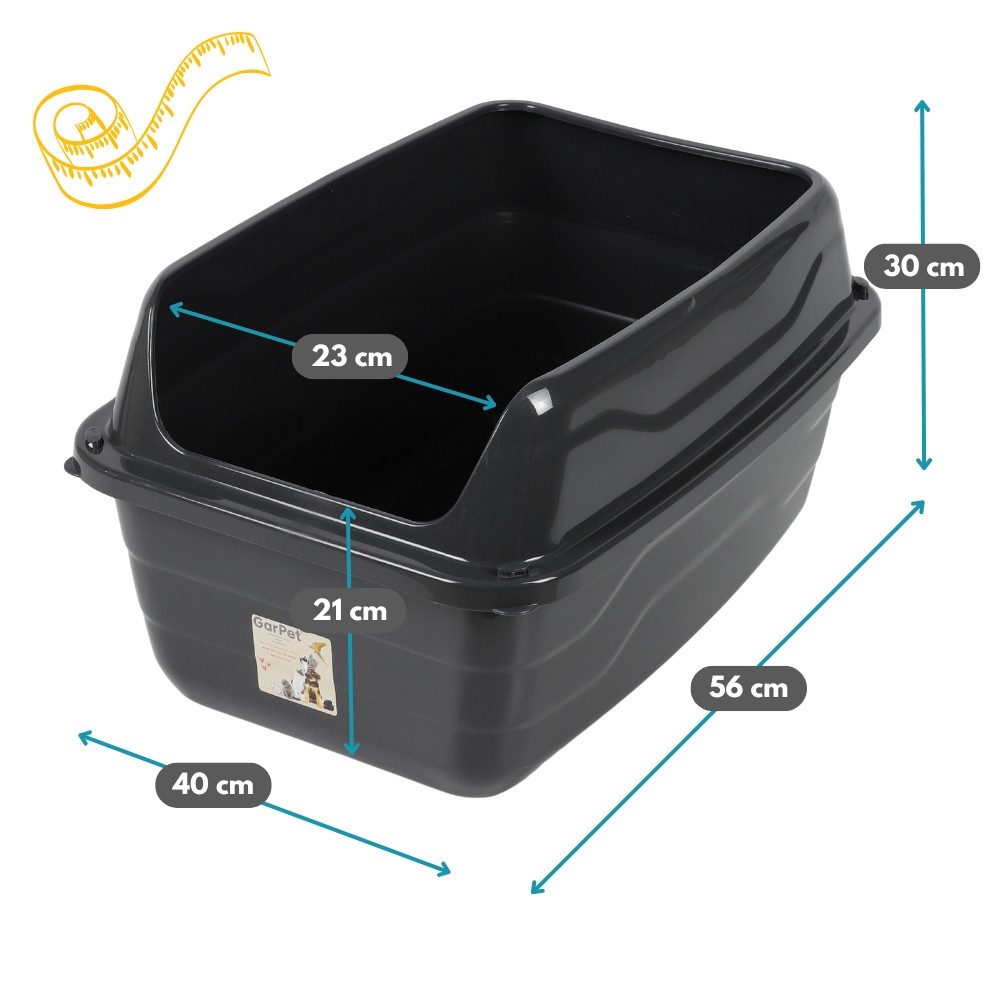 GarPet Katzentoilette Offene Katzentoilette mit hohem Rand – XXL Schalentoilette extra hoch
