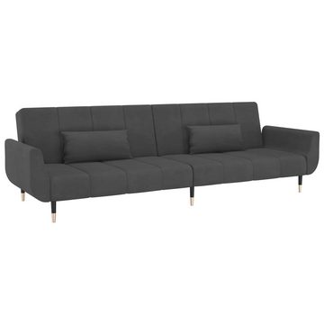 vidaXL Sofa Schlafsofa 2-Sitzer mit 2 Kissen Dunkelgrau Samt