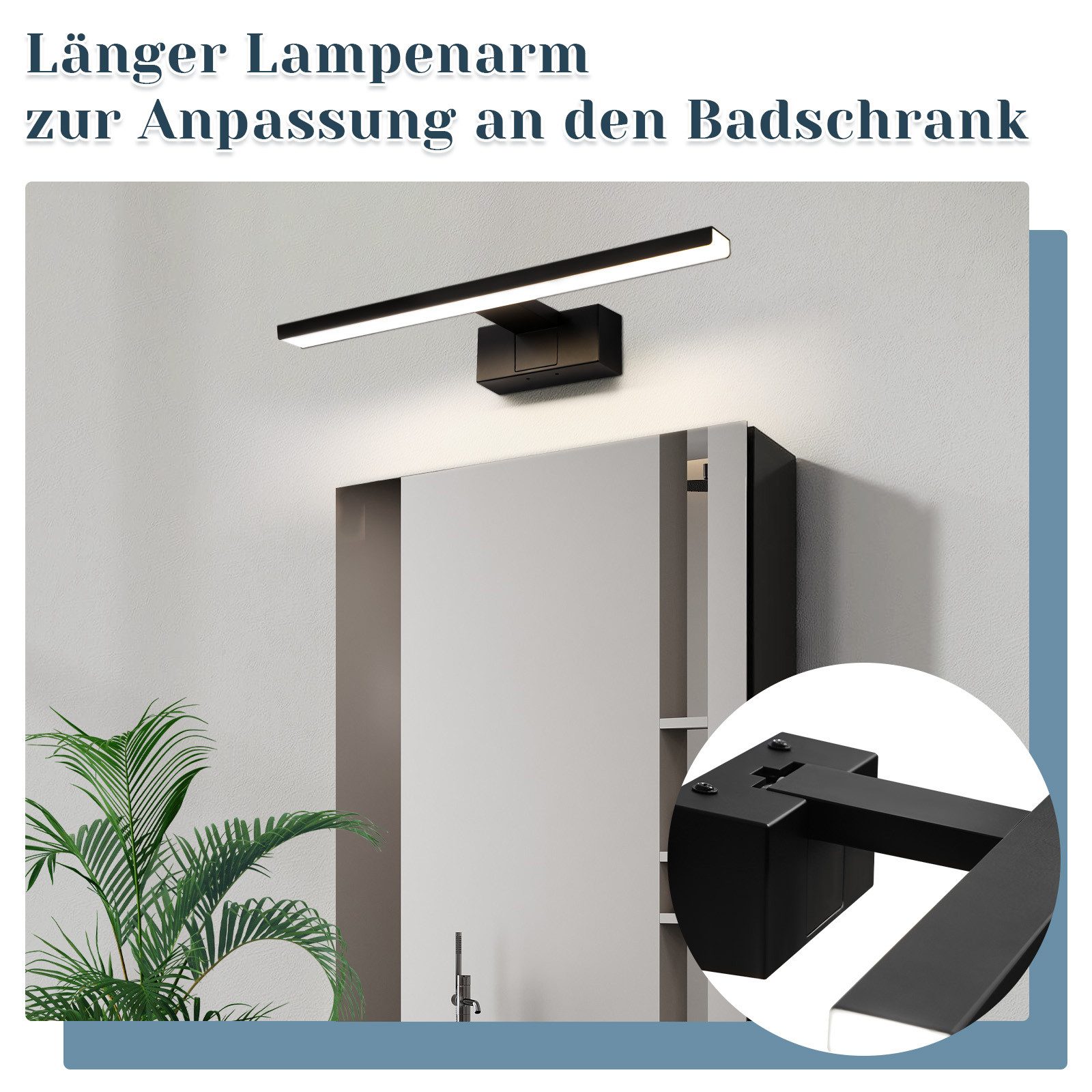 Lampada da specchio led per bagno nera impermeabile ip44_voghion.com