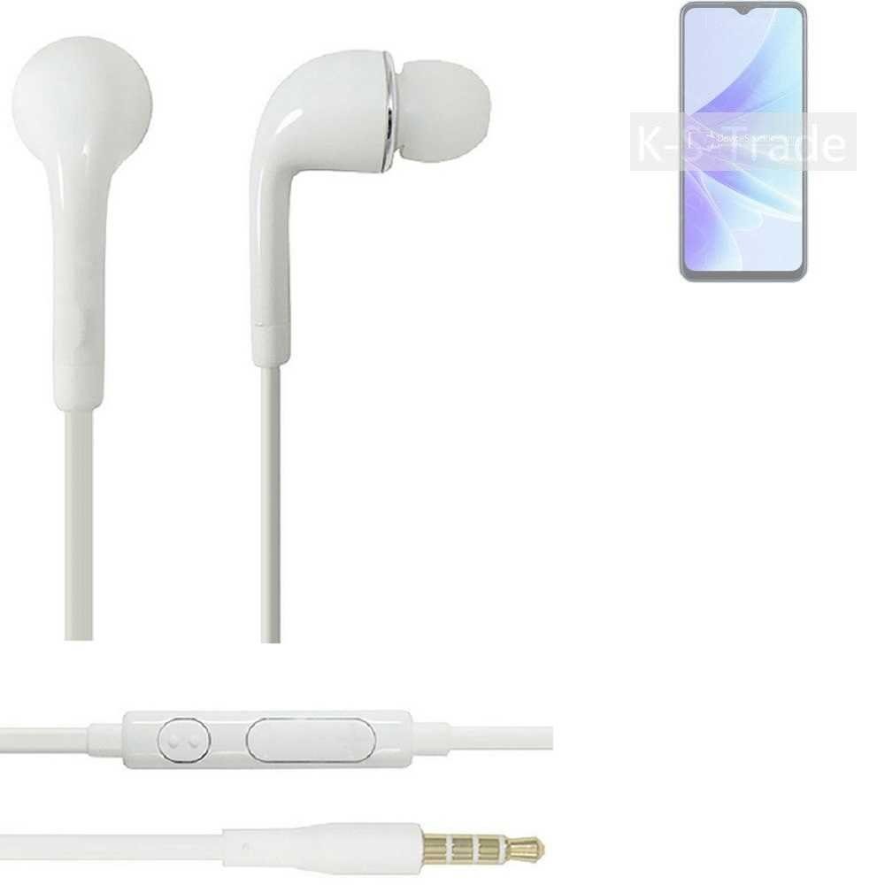 K-S-Trade für Oppo A57s In-Ear-Kopfhörer Lautstärkeregler mit u (Kopfhörer weiß Headset Mikrofon 3,5mm)