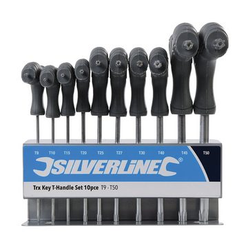 Silverline Innensechskantschlüssel Innensechskant Stiftschlüssel T9–T50 mit Quergriffen 10-tlg. Satz