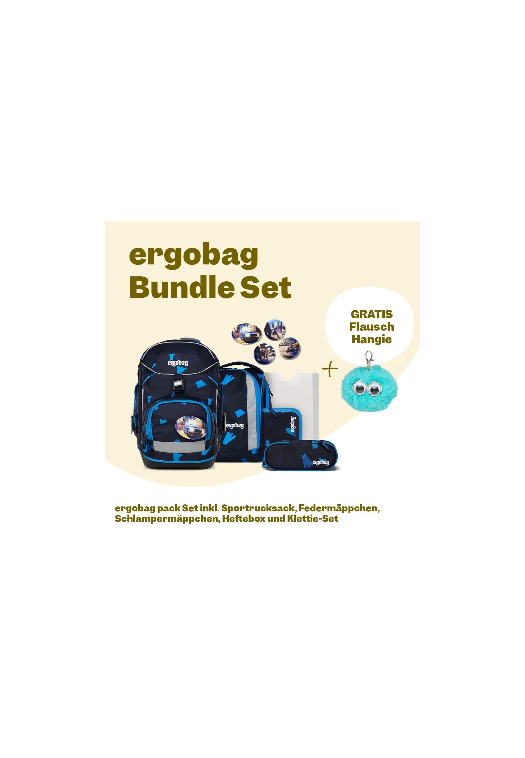 ergobag Schulranzen pack Set Bundle . (7-tlg., 7-teiliges Set), größenverstellbares Rückensystem