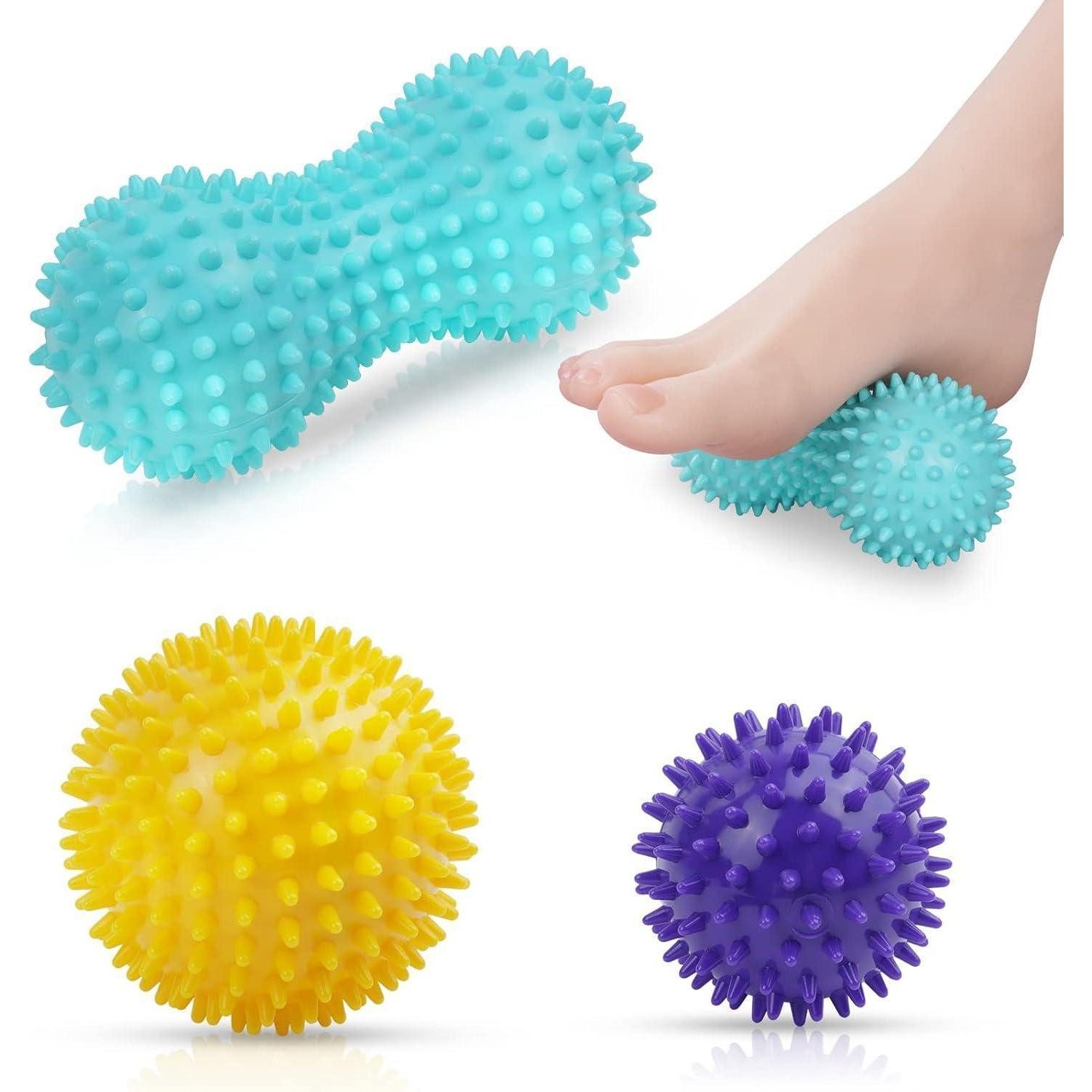 Massageball Massagebälle Faszienball Set Igelball Spiked Hart Noppen für Rücken