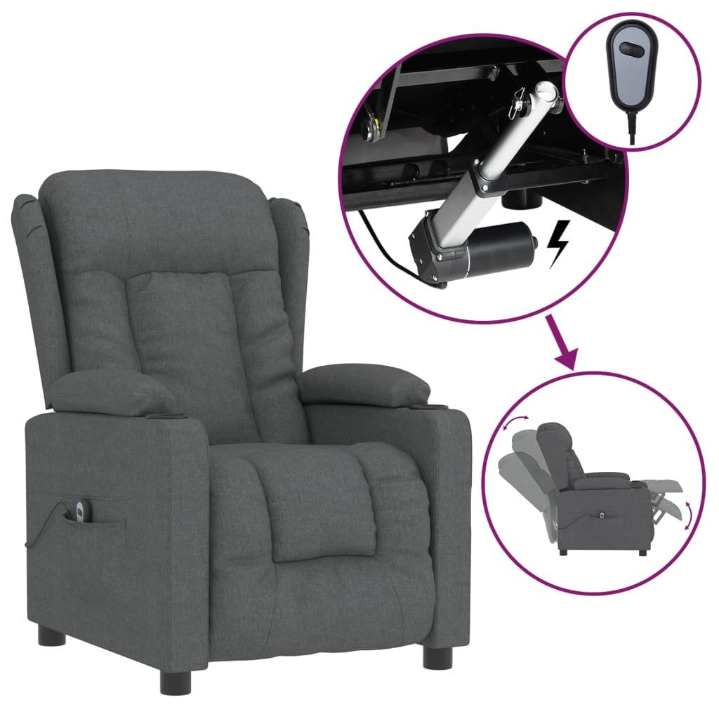 vidaXL Sessel Relaxsessel Elektrisch Dunkelgrau Stoff günstig online kaufen