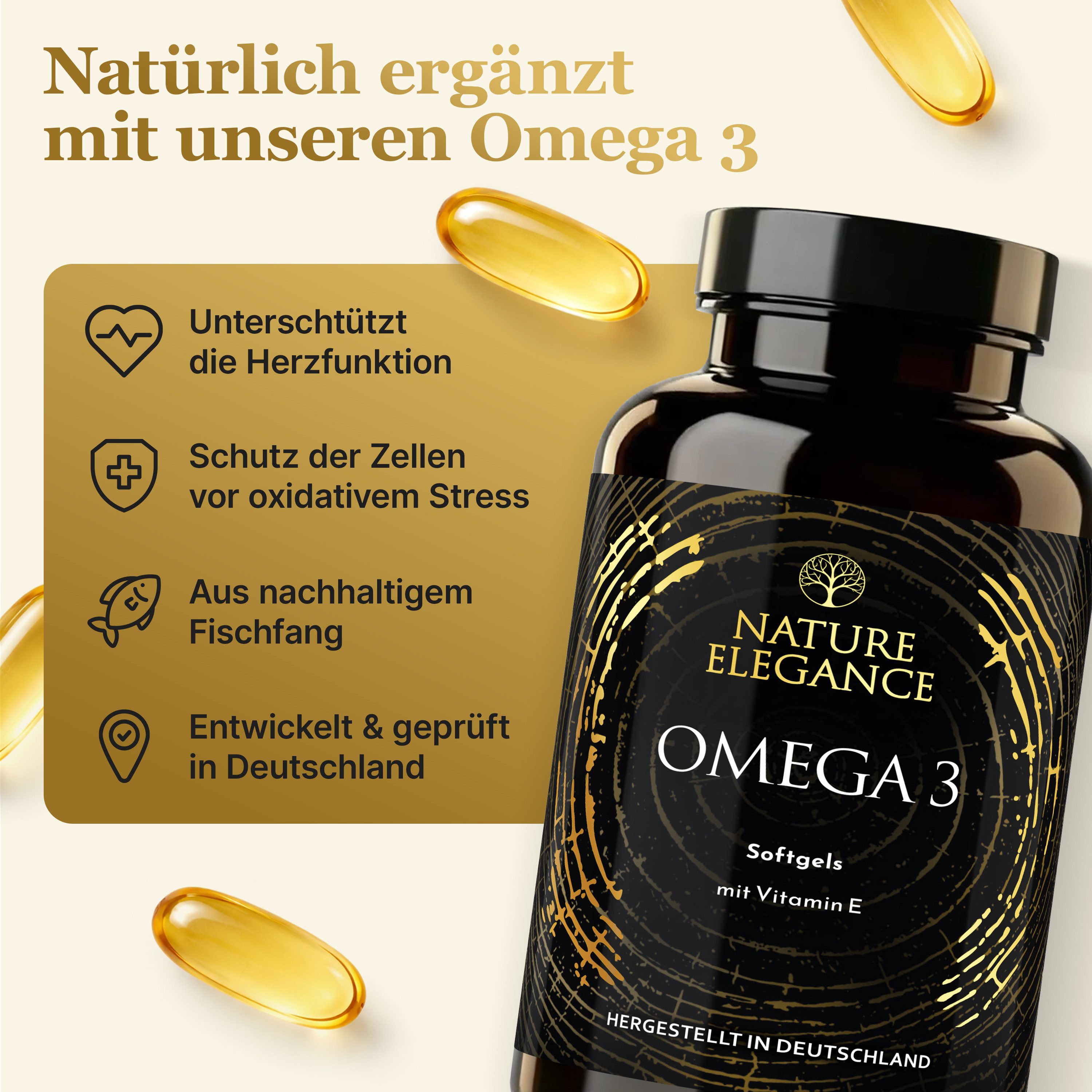 NEOLYMP Omega 3 Kapseln Hochdosiert mit Vitamin E - 120 Softgels mit 2000mg Kapseln, 2000mg Fischöl Kapseln pro Tagesdosis aus nachhaltigem Fischfang