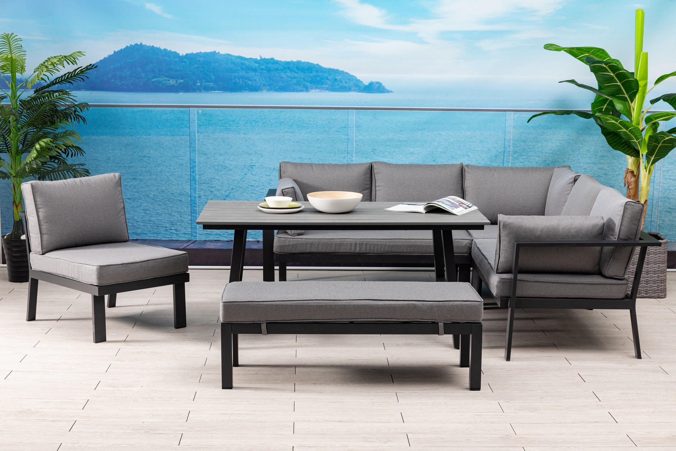 MANDALIKA Garden Gartenlounge-Set Paris / Aluminium / Gartenmöbelset / Outdoor / Möbel Nonwood, inkl. Auflagen