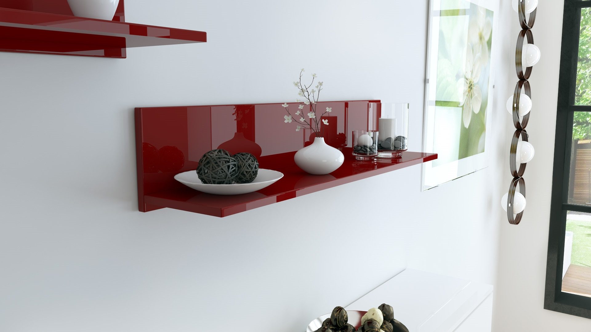 Vladon Wandregal Skadu, Schweberegal, Bordeaux Hochglanz (97,5 x 18,5 x 18, günstig online kaufen