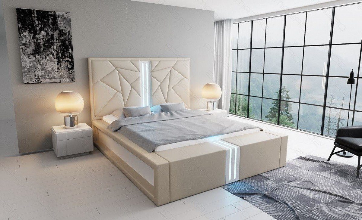 Sofa Dreams Boxspringbett Imperia Bett Kunstleder Premium Komplettbett LED 200x220, inkl. Topper
