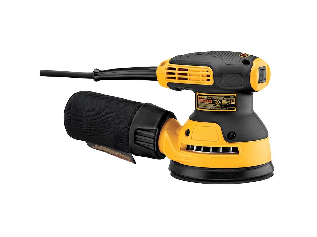DeWalt Akku-Exzenterschleifer 125 mm, 280 Watt, max. 12000 U/min, 280 Watt, inkl.Staubfangsack, Schleifpapier-Durchmesser: 125 mm