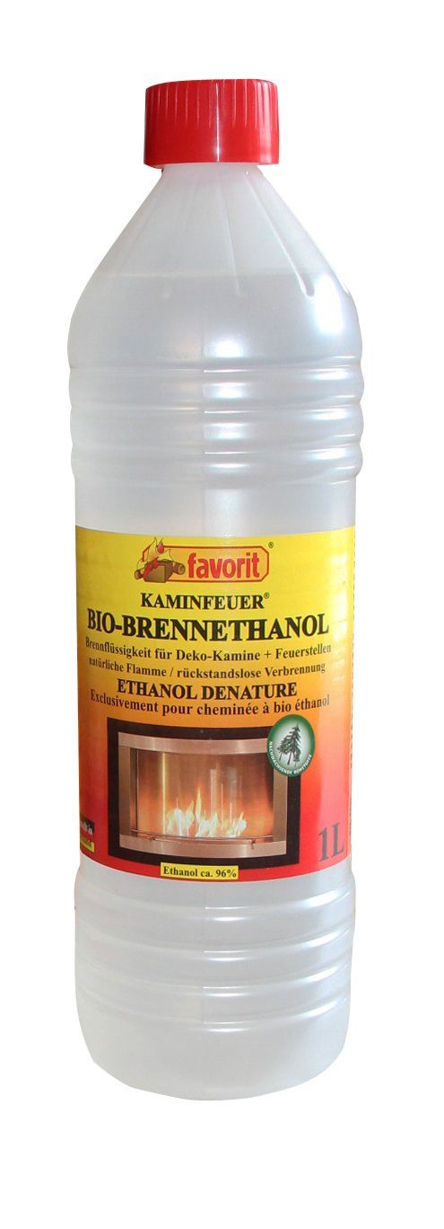 Flüssig-Grillanzünder Favorit Biobrennalkohol (1 L, für Indoor-Dekokamine, aus Rohstoffen)