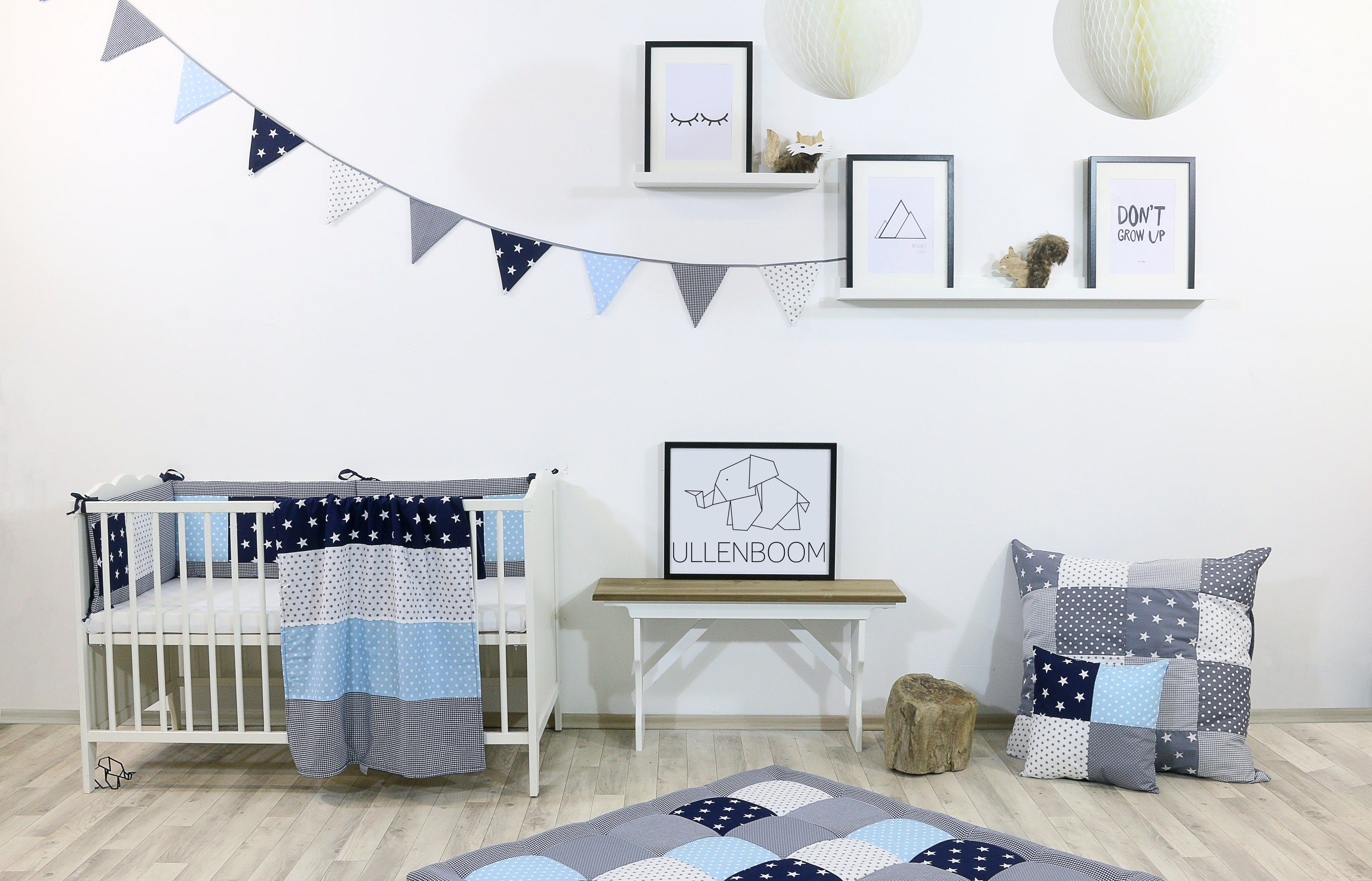 ULLENBOOM ® Kinderbettwäsche Babybettwäsche 2-teilig Blau günstig online kaufen