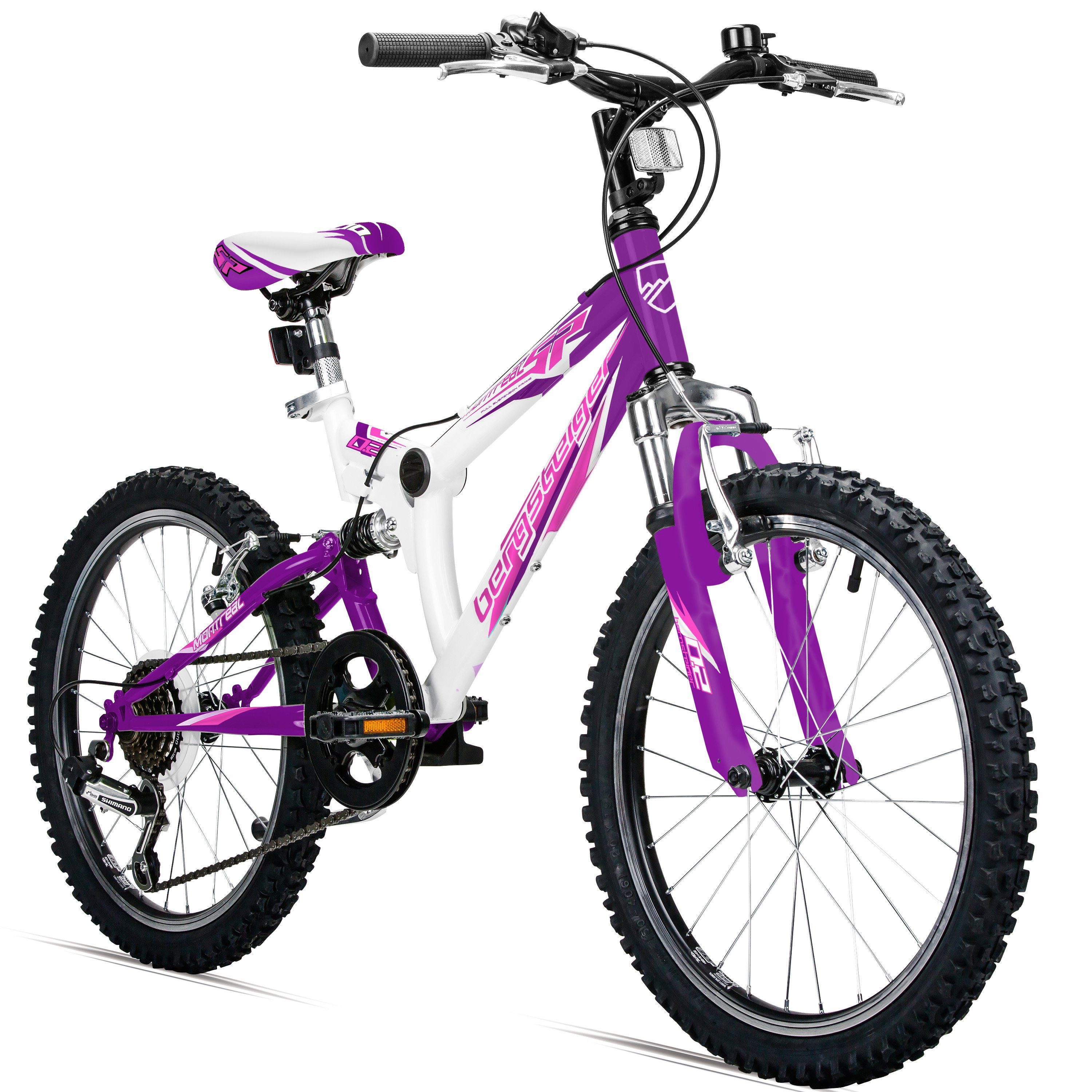 bergsteiger Mountainbike Montreal 20, 24 Zoll Kinderfahrrad, 6 - 13 Jahre, Mädchen, Jungen, 6 Gang Shimano Tourney RD-TY21 Schaltwerk, Kettenschaltung, Scheibenbremse, V-Brake