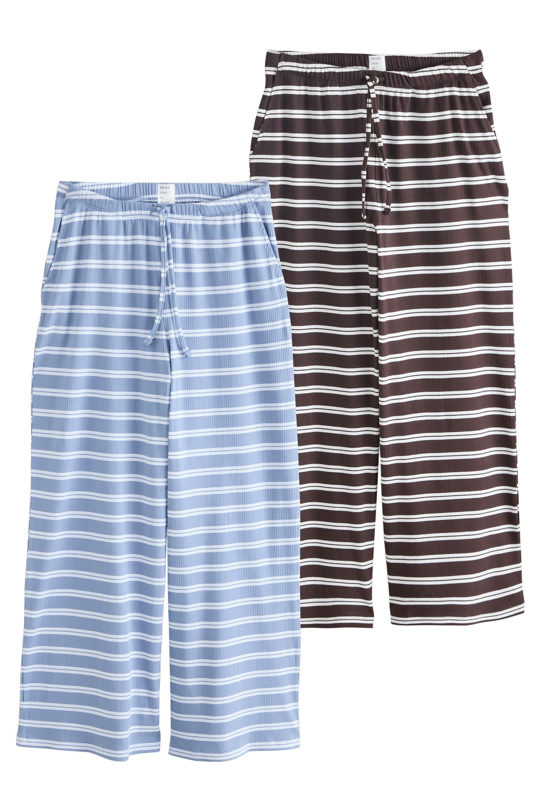 Next Pyjamahose Gerippte Schlafanzughosen im 2er-Pack (2-tlg)